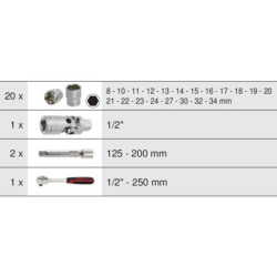 COFFRET DE DOUILLES ET ACCESSOIRES ULTIMATE 1/2' - 23 PIÈCES