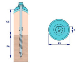 VIS AUTOPERCEUSE A AILETTES BOIS AVEC RONDELLE MONOVIS TH8 6,5x130 GALVA (blister 25 pcs)
