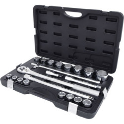 COFFRET DE DOUILLES 6 PANS MÉTRIQUES ET ACCESSOIRES 3/4', 21 PIÈCES