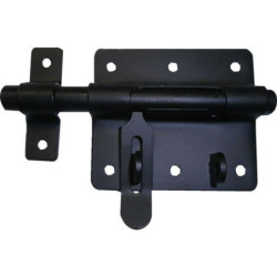 Verrou de box porte-cadenas à visser avec gâche Ø 14mm laquée noir