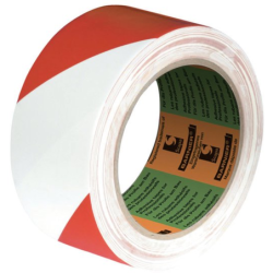 RUBAN ADHESIF VINYLE PLASTIFIE - 33MX50MM - ZEBRE ROUGEE/BLANC