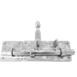 VERROU D'ECURIE D. 18MM SUR PLATINE AVEC GACHE - ZN BLANC