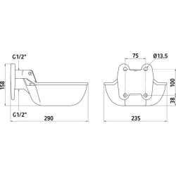 ABREUVOIR G20 PALETTE ÉMAILLÉ 2L, RACCORD 1/2