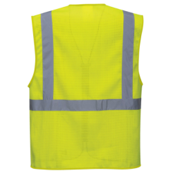 Gilet baudrier HV Meshair Athène maille aérée 2 bandes horizontales et verticales avec poches Jaune