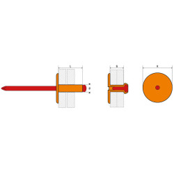 RIVETS ALU ACIER TL 4 X 16 BOITE DE 250 PIECES