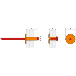 RIVETS ALU ACIER TL 4.8 X 30 BOITE DE 200 PIECES