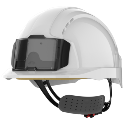 Casque Evo ventilé avec porte badge réglage crémaillère Blanc