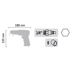 BURINEUR PNEUMATIQUE EMMANCHEMENT HEXAGONAL 11mm (en coffret)