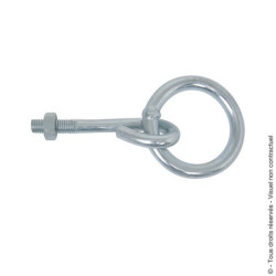 Anneau d'écurie à écrou Ø du fil 10 mm , Ø Interieur 50 mm , longeur 90 mm Zingué blanc Torbel 50112