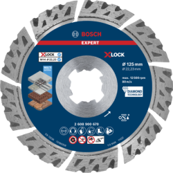 Disque a tronçonner diamanté X-Lock multi matériaux Ø125 mm Expert Bosch 2608900670