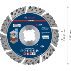 Disque a tronçonner diamanté X-Lock multi matériaux Ø125 mm Expert Bosch 2608900670
