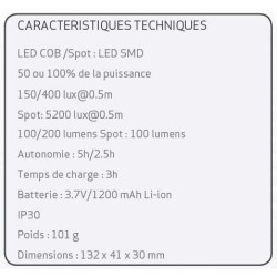 LAMPE INSPECTION MINI SLIM 3en1 ULTRA-MINCE ET FLEXIBLE 200 LUMENS