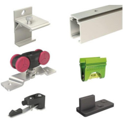 ENSEMBLE RAIL ET ACCESSOIRES POUR 1 PORTE COULISSANTE DE 10 A 80kg LONG 3,00m