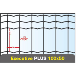 GRILLAGE EXECUTIVE PLUS SOUDE M100x50mm Ø FIL 2,4mm HAUT 180cm GRIS ANTHRACITE (rouleau 25m)