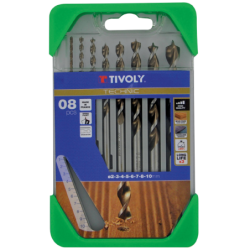 Coffret de 8 forets à bois Speed point Ø2 à 10mm Queue à 3 méplats