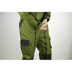 Combinaison 2 zip Trident polyester coton 245g Vert mousse/noir