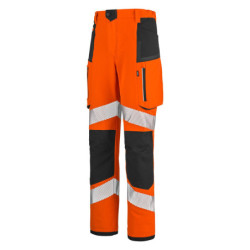 Pantalon HV stretch Star PI polyester recyclé 280g Orange/noir