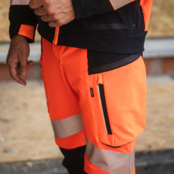 Pantalon HV stretch Star PI polyester recyclé 280g Orange/noir