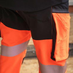 Pantalon HV stretch Star PI polyester recyclé 280g Orange/noir
