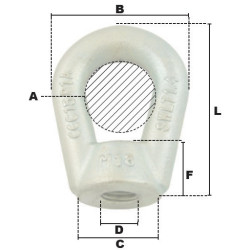 Anneau de levage à anse Femelle Ø 18 mm,CMU 1400 Kg zingué Pramac EAAG118