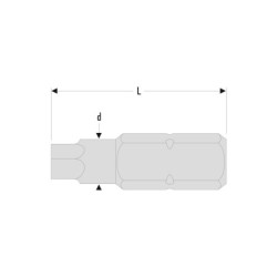 EMBOUT CARRE 3 X LONG 25 MM