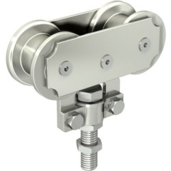 Monture à galet acier fixation sur chant SPORTUB pour rail 65x55mm Mantion 0265