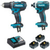 Pack de 2 outils Perceuse-visseuse DDF482 + visseuse à choc DTD152 + 3 batteries 18V 3Ah + chargeur