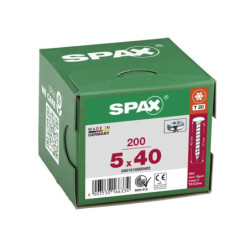 VIS A BOIS SPAX TR TORX T20 5x40mm F.T WIROX (boite 200 pcs)