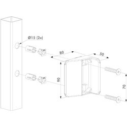 GÂCHE DE SERRURE TWIT POUR PROFIL DE 40MM