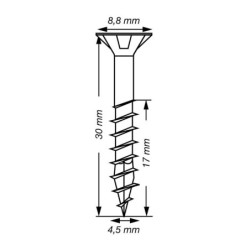VIS A BOIS SPAX TF TORX T20 4,5x30mm F.T WIROX (boite 50 pcs)