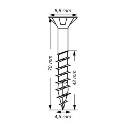 VIS A BOIS SPAX TF TORX T20 4,5x70mm F.P WIROX (boite 50 pcs)