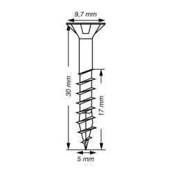 VIS A BOIS SPAX TF TORX T20 5x30mm F.P WIROX (boite 125 pcs)