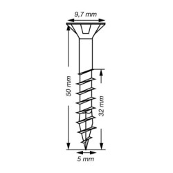 VIS A BOIS SPAX TF TORX T20 5x50mm F.P WIROX (boite 300 pcs)