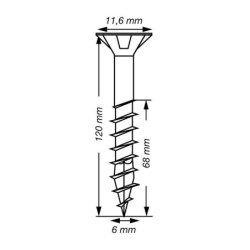 VIS A BOIS SPAX TF TORX T30 6x120mm F.P WIROX (boite 10 pcs)