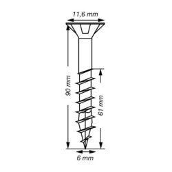VIS A BOIS SPAX TF TORX T30 6x90mm F.P WIROX (boite 200 pcs)