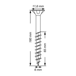 VIS A BOIS SPAX TF TORX T30 6x180mm F.P WIROX (boite 100 pcs)