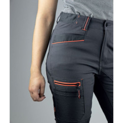 Pantalon femme stretch genouillères Charlotte 300g Gris nuit/noir