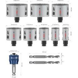 Coffret de 8 scies trépans pro BIM PC plus multimatériaux Ø25 à 86mm
