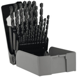 Coffret de 25 forets à métaux taillés meulés HSS TBX cobalt 5% Ø1 à 13mm Queue cylindrique affûtage
