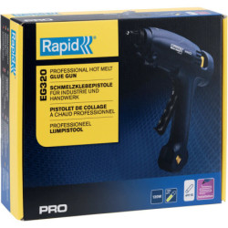 Pistolet à colle éléctrique 120W, 220V pour bâtons de colle Ø12mm Rapid EG320 en boite carton