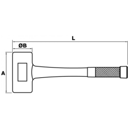 Massette sans rebond 45mm manche acier enrobé de NBR