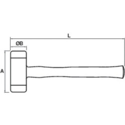Maillet avec 2 embouts en plastique 35mm manche bois frêne