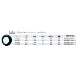 Roue en plastique blanc à moyeu lisse 12mm bandage noir