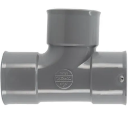 Té pied de biche simple - Ø 40 mm - Femelle-femelle - A 87°30 - A coller - Gris
