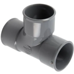 Té pied de biche simple - Ø 40 mm - Femelle-femelle - A 87°30 - A coller - Gris