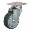 Roulette pivotante sans frein à platine 77x67mm Bandage caoutchouc gris