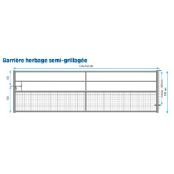 Barrière d'herbage fixe Longueur 5m00 Semi grillagée