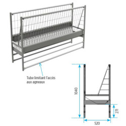 Râtelier Agriovin simple Longueur 2m00 Sans tôle embout