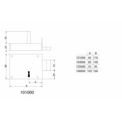 PENE DORMANT COFFRE 110 MM A GAUCHE 2 CLES