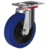 Roulette pivotante sans frein à platine Bandage caoutchouc bleu non-tachant